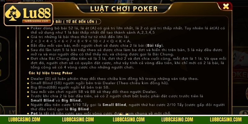 Điểm qua các quy tắc trong game bài Poker cần nắm